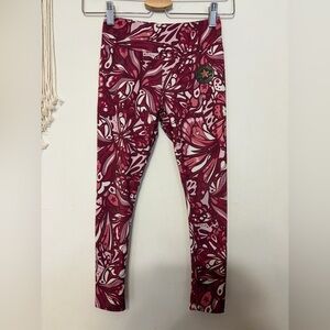 Converse Girls' Burgundy and Pink Floral-Print Leggings